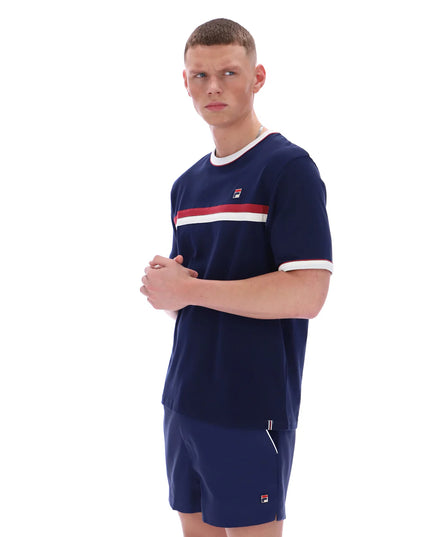 FILA Rosario Tee With Terry Stripes Navy/Gardenia/Garnet