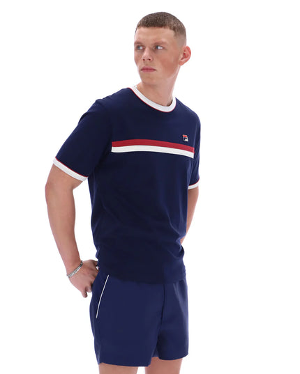 FILA Rosario Tee With Terry Stripes Navy/Gardenia/Garnet