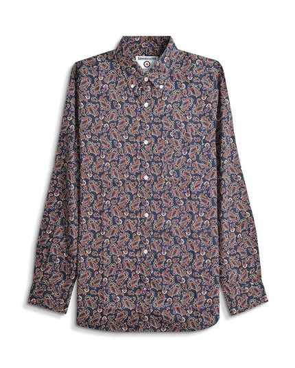 Lambretta Long Sleeve Paisley Shirt Navy - 015 Raw Menswear