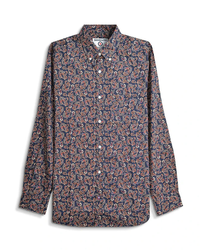 Lambretta Long Sleeve Paisley Shirt Navy - 015 Raw Menswear