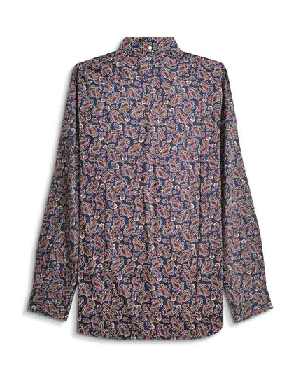 Lambretta Long Sleeve Paisley Shirt Navy - 015 Raw Menswear