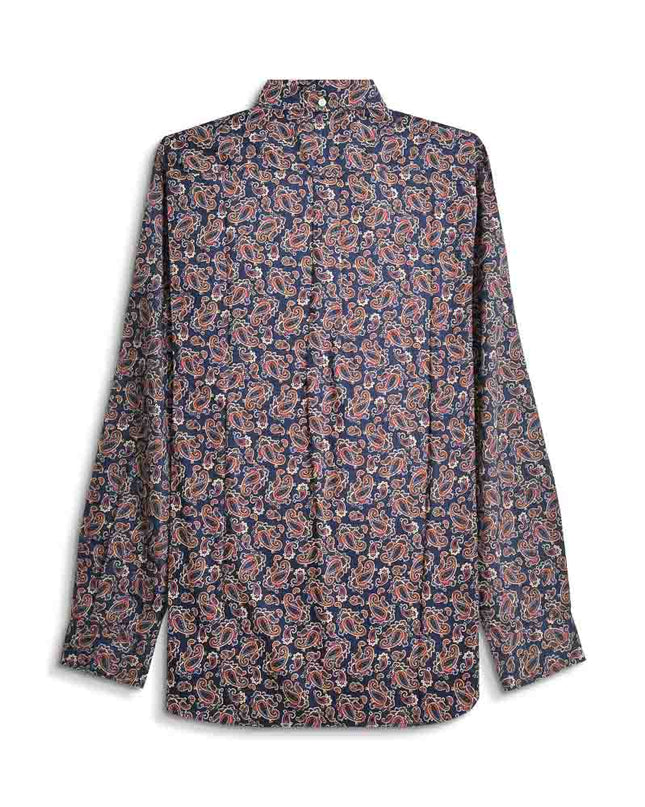 Lambretta Long Sleeve Paisley Shirt Navy - 015 Raw Menswear