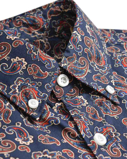 Lambretta Long Sleeve Paisley Shirt Navy - 015 Raw Menswear