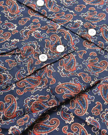 Lambretta Long Sleeve Paisley Shirt Navy - 015 Raw Menswear