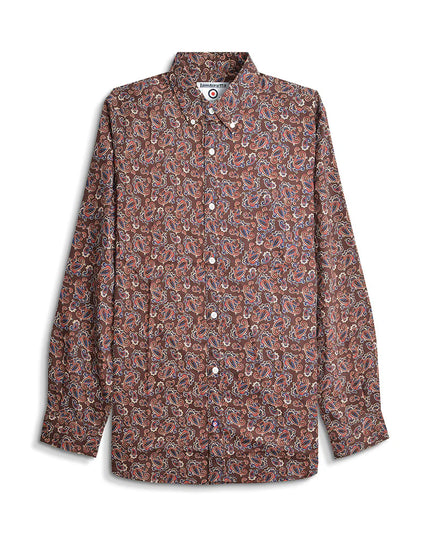 Lambretta Long Sleeve Paisley Shirt Brown/Burgundy