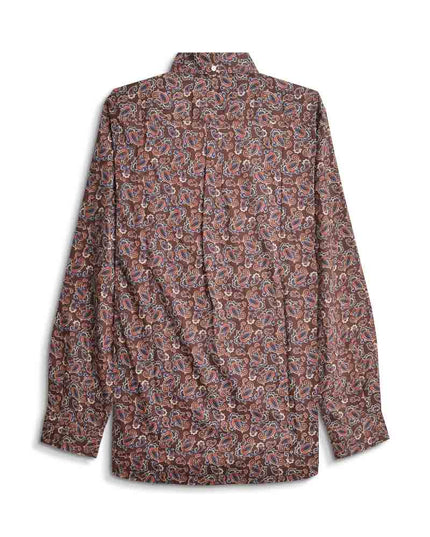 Lambretta Long Sleeve Paisley Shirt Brown/Burgundy