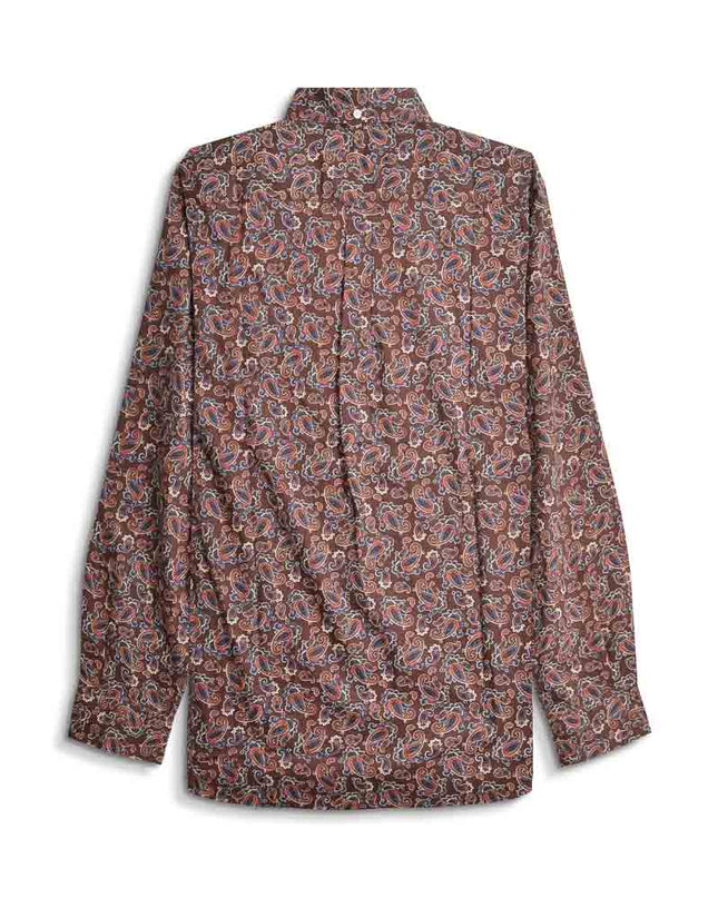 Lambretta Long Sleeve Paisley Shirt Brown/Burgundy