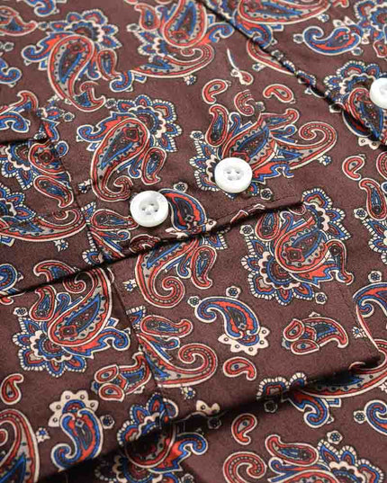 Lambretta Long Sleeve Paisley Shirt Brown/Burgundy