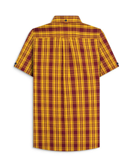 Lambretta SS Check Shirt Burgundy/Gold