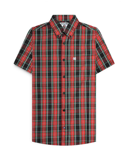 Lambretta S/S Check Shirt in Black/Red/Green