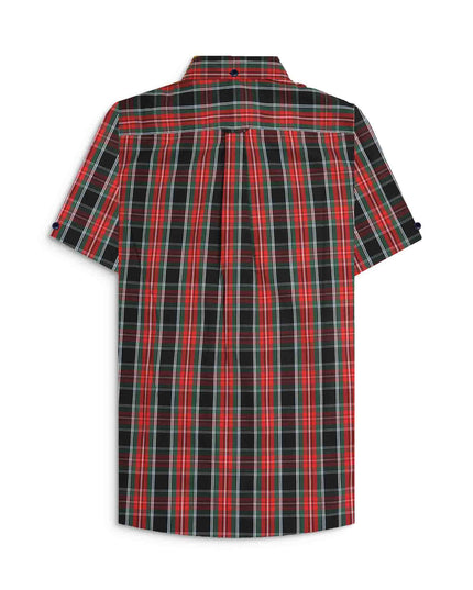 Lambretta S/S Check Shirt in Black/Red/Green