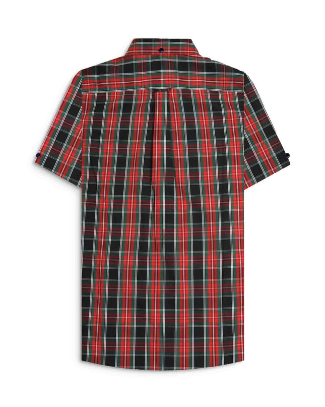 Lambretta S/S Check Shirt in Black/Red/Green