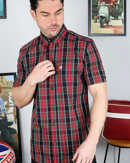 Lambretta SS Check Shirt Black/Red/Green
