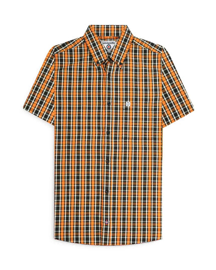 Lambretta SS Check Shirt Black/White/Orange