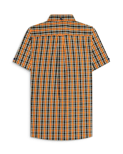 Lambretta SS Check Shirt Black/White/Orange