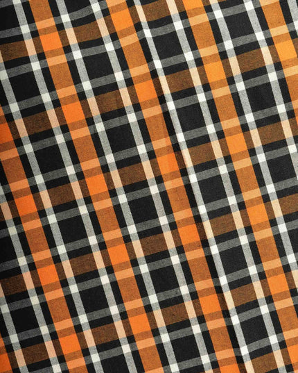 Lambretta SS Check Shirt Black/White/Orange