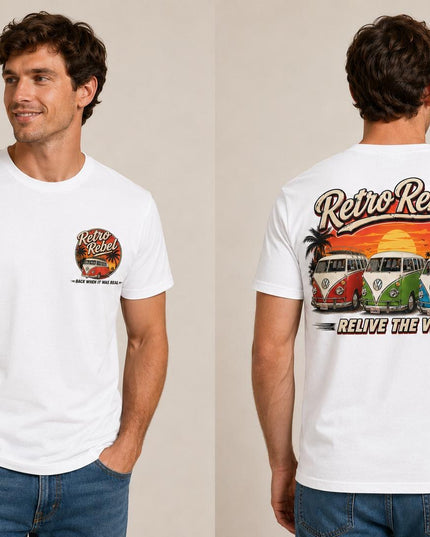 Retro Rebel Trio Campervan Back Print Tee in White