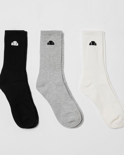 Ellesse Alacre 3-Pack Crew Socks Multi, Black/White/Grey