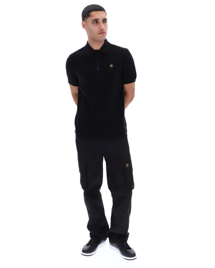 FILA Sander Textured Knitted Polo Black 