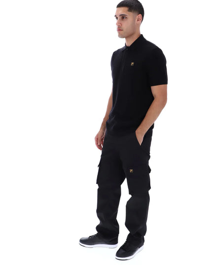 FILA Sander Textured Knitted Polo Black 