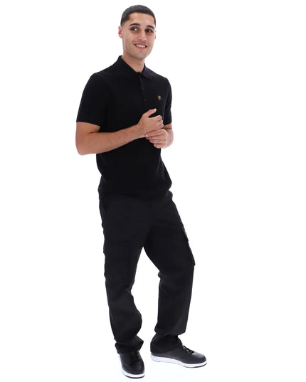 FILA Sander Textured Knitted Polo Black 