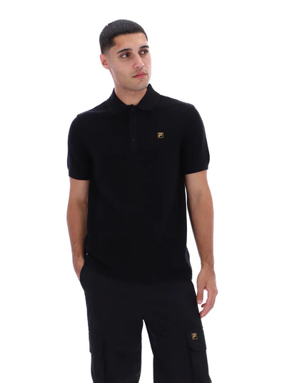 FILA Sander Textured Knitted Polo Black 