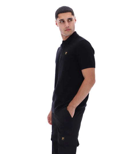 FILA Sander Textured Knitted Polo Black 