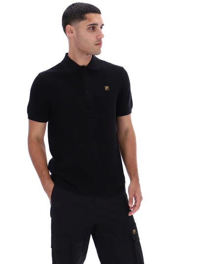 FILA Sander Textured Knitted Polo Black 