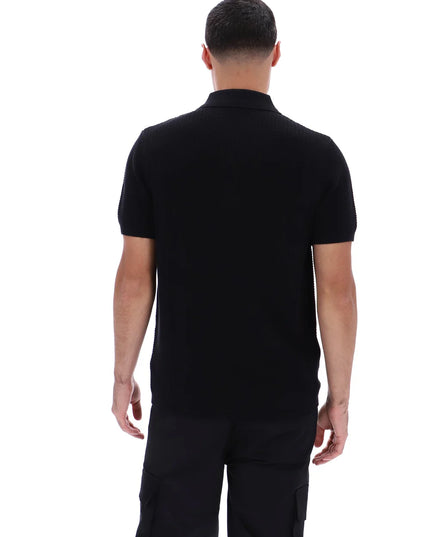 FILA Sander Textured Knitted Polo Black 