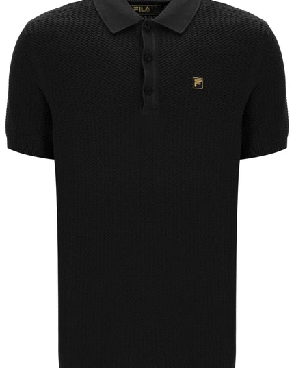 FILA Sander Textured Knitted Polo Black 