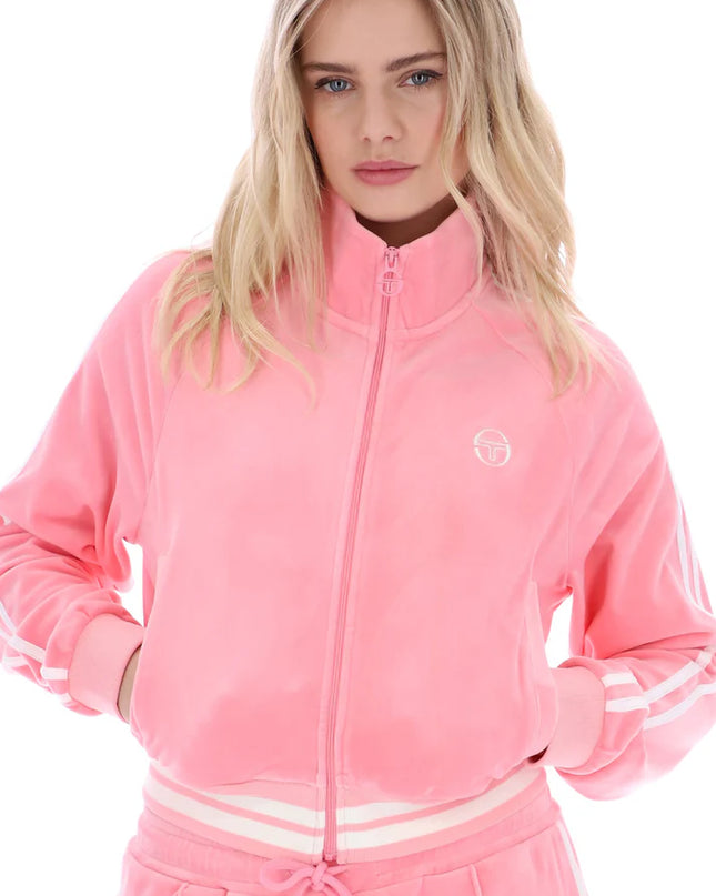 Women's Sergio Tacchini Carmella Velour Track Top Geranium Pink/Gardenia