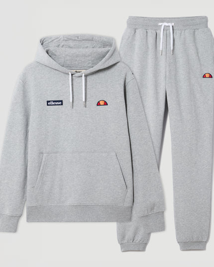 Ellesse Traccota Tracksuit OH Hoodie & Jogging Bottoms Set Grey Marl