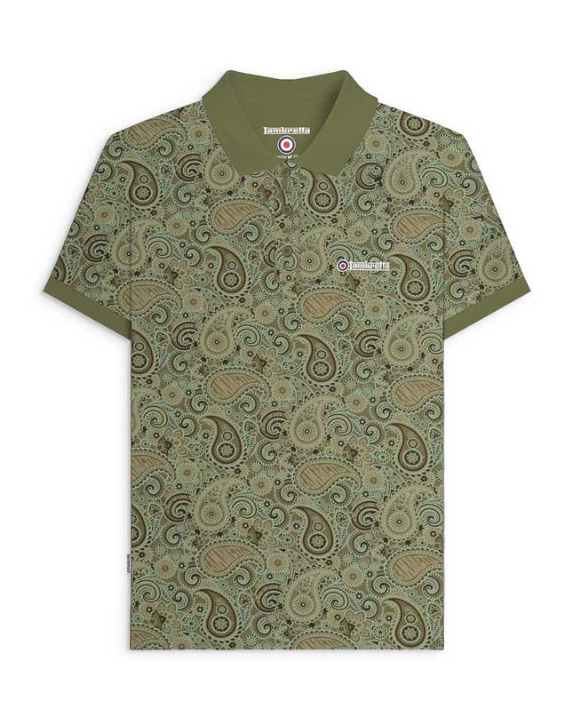 Lambretta Paisley Brand Polo Khaki