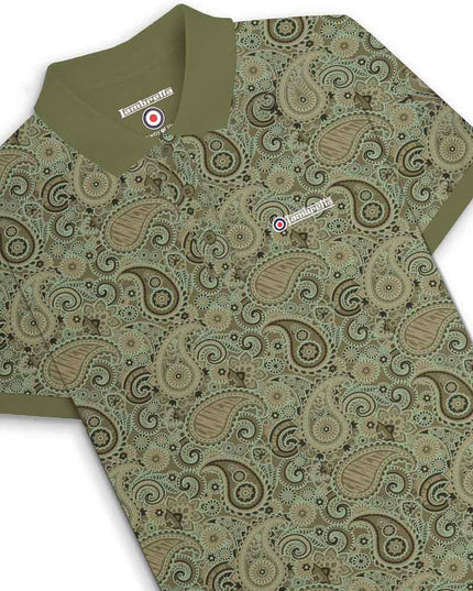 Lambretta Paisley Brand Polo Khaki