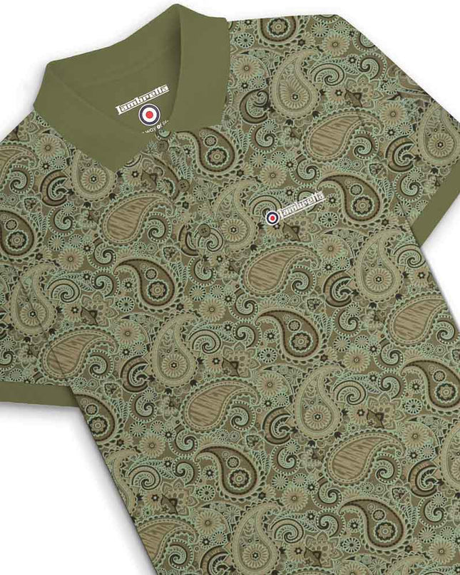 Lambretta Paisley Brand Polo Khaki
