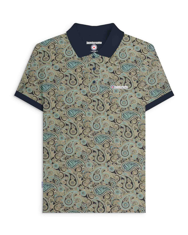 Lambretta Paisley Brand Polo Navy Cameo/Blue