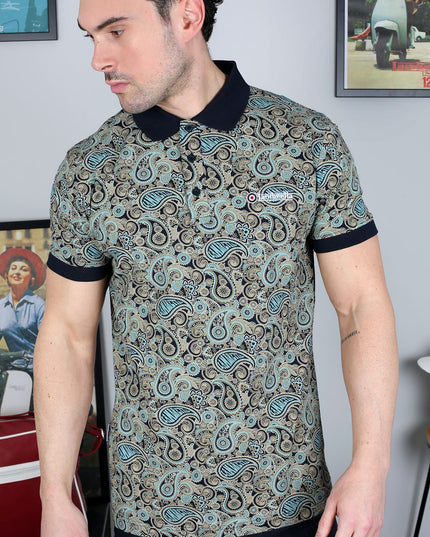 Lambretta Paisley Brand Polo Navy Cameo/Blue
