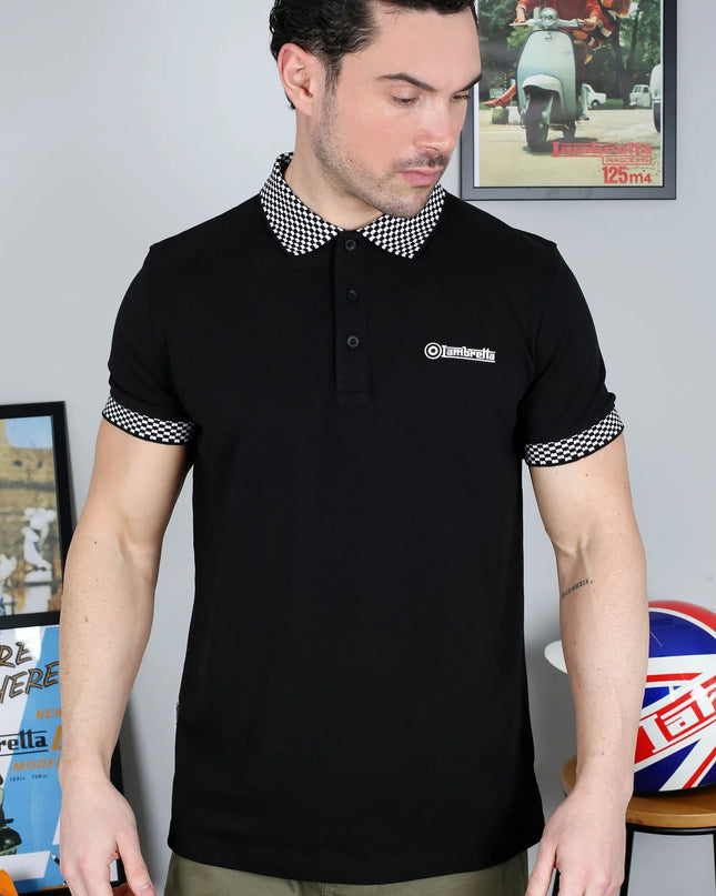 Lambretta Two Tone Polo Black