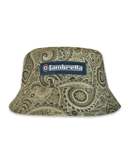 Lambretta Paisley Brand Bucket Hat Khaki