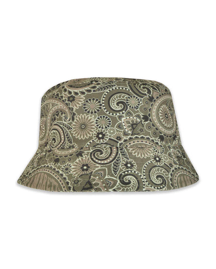 Lambretta Paisley Brand Bucket Hat Khaki