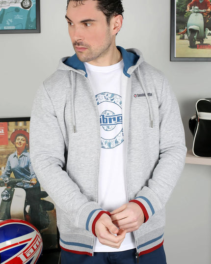 Lambretta F/Z Hoodie Grey/Dark Blue/Red