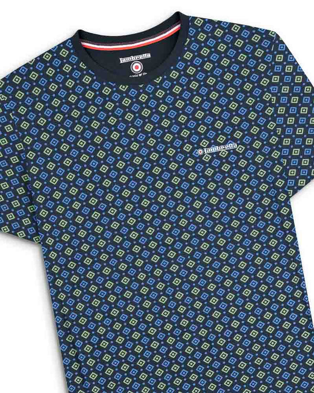 Lambretta GEO AOP Tee Navy/Basil - 229 Raw Menswear