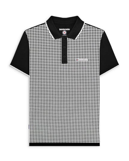 Lambretta Gingham AOP Polo Black - 114 Raw Menswear