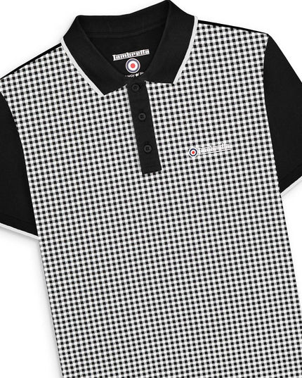 Lambretta Gingham AOP Polo Black - 114 Raw Menswear