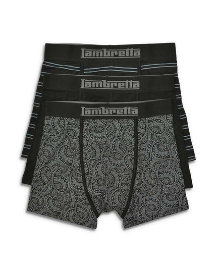 Lambretta 3 Pack Paisley Boxers Black/Grey