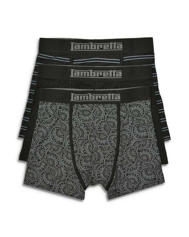 Lambretta 3 Pack Paisley Boxers Black/Grey
