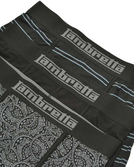 Lambretta 3 Pack Paisley Boxers Black/Grey