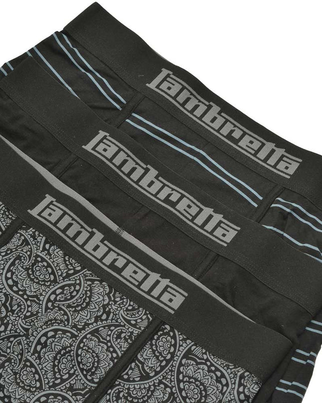 Lambretta 3 Pack Paisley Boxers Black/Grey