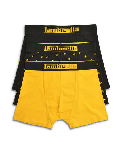Lambretta 3 Pack Target Boxers Black/Gold 