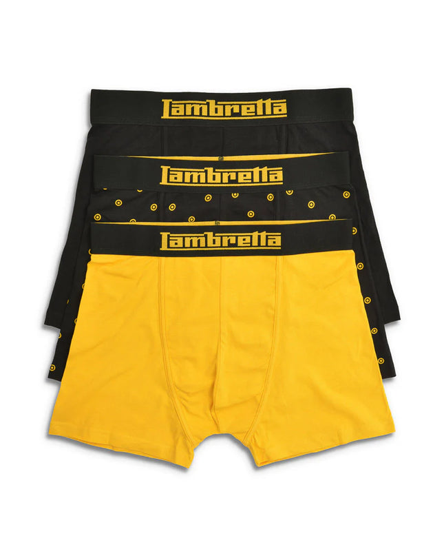 Lambretta 3 Pack Target Boxers Black/Gold 